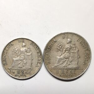 Guatemala 1900 1/2 Real & 1901 1 Real Coins Vintage